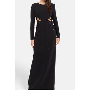 BCBGMaxAzria Black Long Sleeve Cut-Out Alessandro Dress